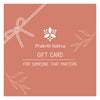 A gift card with a beautiful design, featuring Ayurvedic symbols and colors. The gift card can be used to purchase a variety of Prakriti Sattva products. It comes in different amount options.