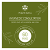 Promotional graphic for Prakriti Sattva Ayurvedic Wellness Consultation on a green background